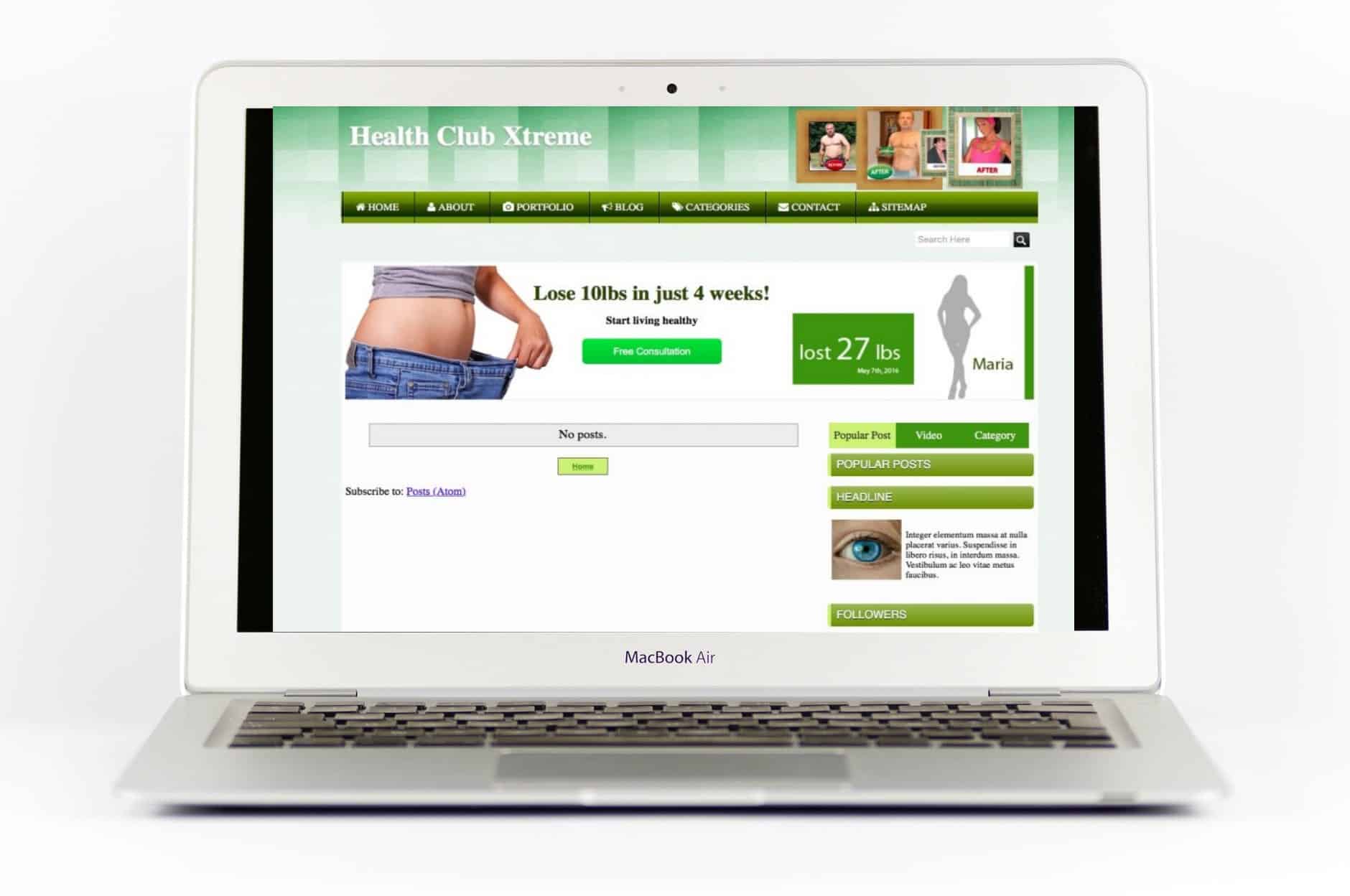 Preview of the Health Club Extreme Blogger template