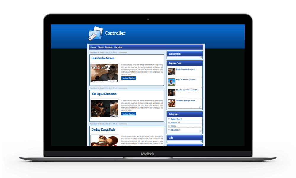 Preview of the Controller Theme Blogger template