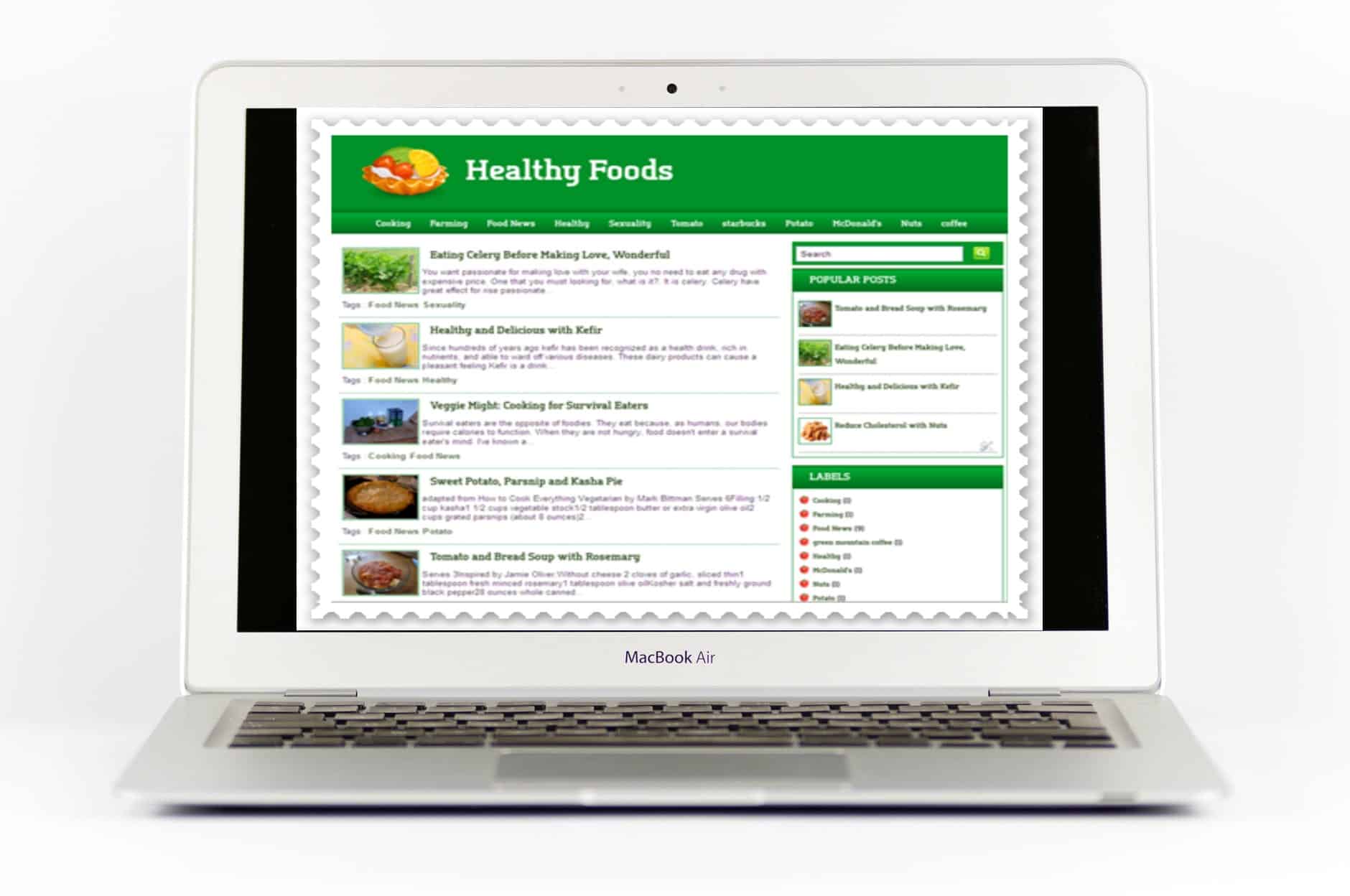 Preview of the Healthy Food Blogger template